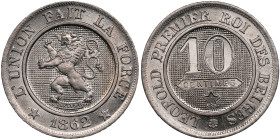 Belgium 10 Centimes 1862 - Leopold I (1831-1865)
4.53g. UNC/UNC. Splendid luminous specimen.
