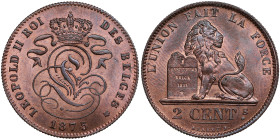 Belgium 2 Centimes 1875 - Leopold II (1865-1909)
3.93g. UNC/UNC. Splendid luminous specimen.