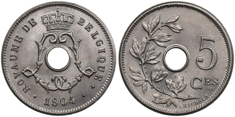 Belgium 5 Centimes 1904 - Leopold II (1865-1909)
2.45g. UNC/UNC. Gorgeous mint s...