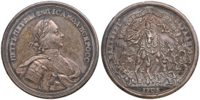 Russia Silver Medal The Great Battle of Leesno. 28 September 1708
15.09g. 29mm. AU/UNC. Magnificent specimen with fine luster and charming natural col...
