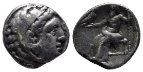 KINGS of MACEDON. temp. Philip III – Lysimachos. Circa 323-280 BC. AR Drachm (15mm, 4.1 g). In the name of Alexander III. Uncertain mint in western As...