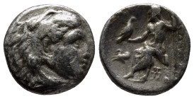 Macedonia, Alexander III The Great; 336-323 BC. Lifetime issue, c. 328-323 BC, Drachm, (16mm, 3.9 g) Obv: Head of Heracles r. wearing skin of lion's h...