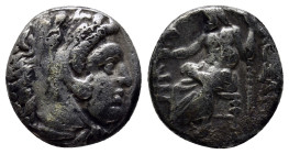 KINGS of MACEDON. Philip III Arrhidaios. 323-317 BC. AR Drachm (15mm, 4.1 g). In the name and types of Alexander III. Sardes mint. Struck under Menand...