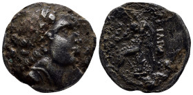 SELEUKID EMPIRE. AR (28mm, 11.4 g). Antioch on the Orontes mint. Diademed head right / Apollo Delphios, nude, testing arrow in his right hand, left ha...