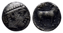Thrace. Ainos circa 429-427 BC. Diobol AR (10mm, 1.2 g). Head of Hermes right, wearing petasos / AIN, goat standing right, club to right.