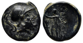 PAMPHYLIA. Sillyon. Late 4th-early 3rd century BC. AE (17mm, 3.4 g). Bearded head of Ares to right, wearing crested Corinthian helmet. Rev. ΣΕΛΥИΙΥΣ M...