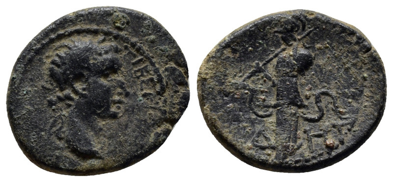 Pamphylia. Side. Tiberius AD 14-37. Bronze Æ (19mm, 3.7 g) Laureate head right /...
