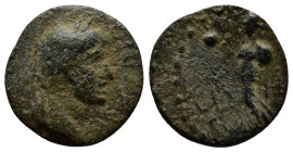 PAMPHYLIA, Side. Tiberius. AD 14-37. Æ (18mm, 3.1 g). Laureate head right / Athena advancing right, holding spear and shield; pomegranate to upper lef...