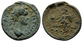 PAMPHYLIA. Side. Antoninus Pius (138-161). Ae. (19mm, 4.2 g) Obv: Α ΚΑΙ ΑΝΤωΝЄΙΝΟС. Laureate head right. Rev: СΙΔΗΤωΝ. Athena advancing left over serp...