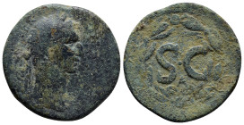 SYRIA, Seleucis and Pieria. Antioch . Nerva. AD 96-98. Æ As (29mm, 13.3 g). Struck AD 97. Laureate head right / Large S C within laurel wreath; A belo...