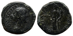 Thrace. Hadrianopolis. Faustina II AD 147-175. Bronze Æ (19mm, 3.9 g). ΦAYCTEINA CEBACTH, draped bust right / AΔΡIANOΠOΛEITΩN, Homonoia, veiled, stand...