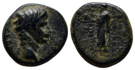 Phrygia. Laodikeia ad Lycum. Tiberius AD 14-37. Dioskourides, magistrate Bronze Æ (19mm, 5.5 g). ΣΕΒΑΣΤΟΣ, bare head of Tiberius right / ΔΙΟΣΚΟΥΡΙΔΗΣ ...