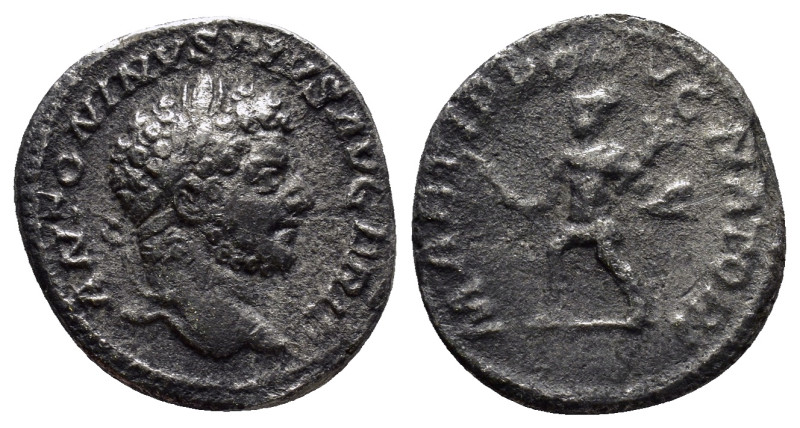 Caracalla. A.D. 198-217. AR denarius (18mm, 2.5 g). Rome, A.D. 211. ANTONINVS PI...
