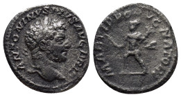Caracalla. A.D. 198-217. AR denarius (18mm, 2.5 g). Rome, A.D. 211. ANTONINVS PIVS AVG BRIT, laureate bust of Caracalla right / MARTI PROPVGANATORI, M...