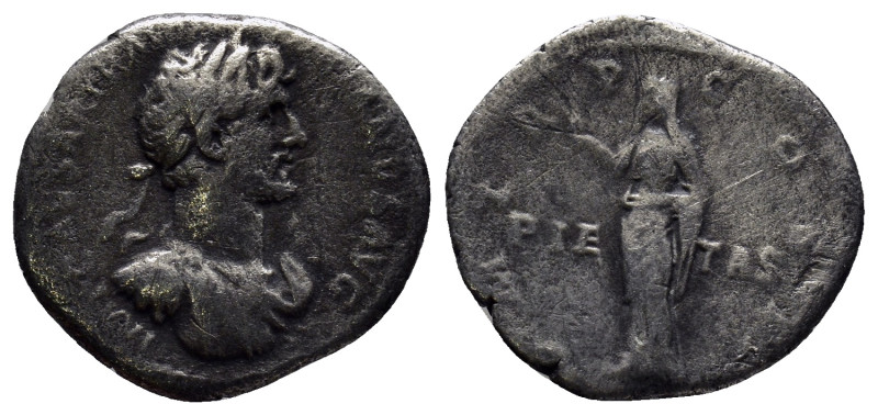 Hadrian AR Denarius. (18mm, 2.7 g) Rome, AD 118. IMP CAESAR TRAIAN HADRIANVS AVG...
