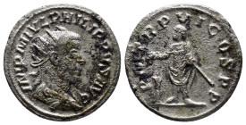 Philippus II (244-249) - AR Antoninianus (21mm, 3.9 g) (Antioch AD 249, 4.05 g) - IMP M IVL PHILIPPVS AVG, radiate, draped and cuirassed bust right / ...