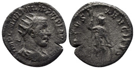 Philip I AR Antoninianus. (21mm, 2.8 g) Rome, undated. IMP C M IVL PHILIPPVS P F AVG P M, radiate, draped and cuirassed bust right / VIRTVS EXERCITVS,...
