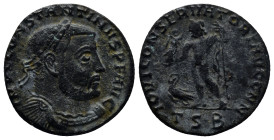 Constantine I. A.D. 307/10-337. Æ follis (21mm, 3.4 g). Thessalonica, A.D. 313-316. IMP CONSTANTINVS P F AVG, laureate, draped and cuirassed bust of C...