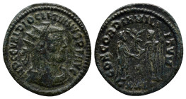 Diocletian AD 284-305. Cyzicus Antoninian Æ (21mm, 3.0 g). IMP C C VAL DIOCLETIANVS AVG; radiate, draped and cuirassed bust right / CONCORDIA MI-LITVM...