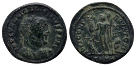 Licinius I AD 308-324. Heraclea Follis Æ (20mm, 3.4 g). IMP C VAL LICIN LICINIVS P F AVG, radiate, draped and cuirassed bust right / IOVI CONSERVATORI...