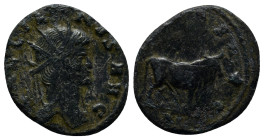 Gallienus AE Antoniniaus, Bull reverse Gallienus (253-268 AD). AE Antoninianus (19mm, 3.2 g). Rome, c. 267-8 AD. Obv. GALLIENVS AVG, Bust radiate, dra...