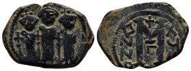 Heraclius & H.Constantine & Martina AD 610-641. Cyprus Follis or 40 Nummi Æ (26mm, 5.7 g) Heraclius, Heraclius Constantine, and Martina, all standing ...