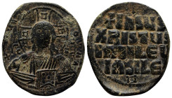 Attributed to Basil II and Constantine VIII AD 976-1028. Constantinople Anonymous follis Æ. Class 2 (31mm, 9.6 g). [+ ЄMMA]-NOVH[Λ], nimbate bust of C...