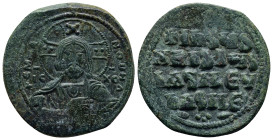 Anonymous Folles. temp. Basil II & Constantine VIII, circa 976-1025. Æ Follis (33mm, 15.4 g). Constantinople mint. Facing bust of Christ Pantokrator /...
