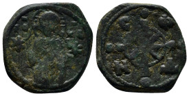 Nicephorus III Botaniates Æ Follis. (22mm, 7.4 g) Constantinople, AD 1078-1081. Three-quarter length standing figure of Christ Pantokrator facing betw...