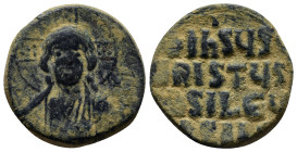 Anonymous Folles. temp. Basil II & Constantine VIII, circa 1020-1028. Æ Follis (24mm, 7.7 g). Constantinople mint. Facing bust of Christ Pantokrator /...