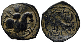 Seljuks. Rum. Rukn al-Din Sulayman bin Qilich Arslan (As sultan, AH 593-600 / 1197-1204 AD). Ae Fals. (28mm, 6.7 g) Warrior, head facing and holding s...