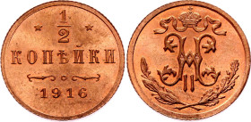 Russia 1/2 Kopek 1916 R
