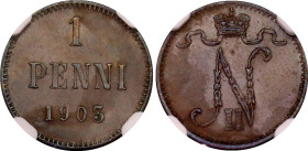 Russia - Finland 1 Penni 1903 NGC MS 63 BN