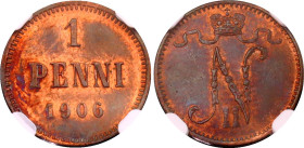 Russia - Finland 1 Penni 1906 NGC MS 63 RB