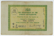 Straits Settlements 10 Cents 1919 - 1920 (ND)