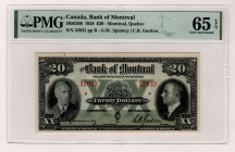 Canada Bank of Montreal 20 Dollars 1938 PMG 65 EPQ