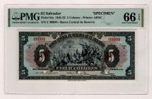 El Salvador 5 Colones 1942 - 1952 PMG 66 EPQ
