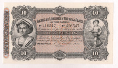 Uruguay Banco de Londres y Ryo de la Plata 10 Pesos 1883