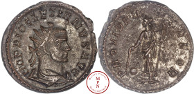 Dioclétien (284-305), Aurélianus, 293, Lyon, Av. IMP DIOCLETIANVS AVG, Buste radié, drapé et cuirassé à droite, Rv. PROVIDENT DEOR, La Providence debo...