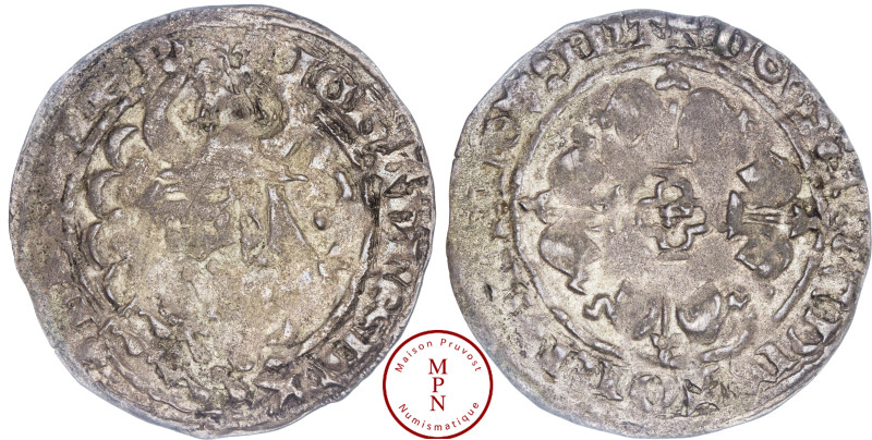 Duché de Bretagne, Jean IV (1365-1399), Gros au heaume, Rennes, Av. IOHANNES DVX...