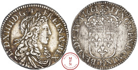 Louis XIV (1643-1715), 1/12 Écu au buste juvénile, Imitation pour le Levant, 1661, C inversé, Av. LVD XIIII D. G FR. ET. NAV. REX, Buste lauré, drapé ...