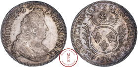 Louis XIV (1643-1715), Demi écu aux palmes, 1693, A, Paris, Av. LVD XIIII D. G FR. ET. NAV. REX, Buste cuirassé du Roi à droite, Rv. SIT. NOMEN. DOMIN...