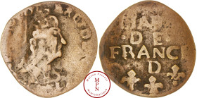 Louis XIV (1643-1715), Liard de France, Faux d'époque, D, Lyon, Cuivre, TB+, 1.96 g, 21.5 mm, Très intéressante monnaie avec un portrait tout à fait c...