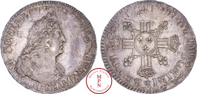 Louis XIV (1643-1715), Demi écu aux 8L 2e type, Buste du type aux palmes, 1704, W, Lille, Av. LVD XIIII D. G FR. ET. NAV. REX, Buste cuirassé du Roi à...