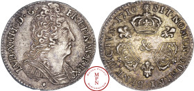 Louis XIV (1643-1715), 1/10 d'écu au 3 couronnes, 1710, &, Aix, Av. LVD XIIII D. G FR. ET. NAV. REX, Buste cuirassé du Roi à droite, Rv. SIT. NOMEN. D...