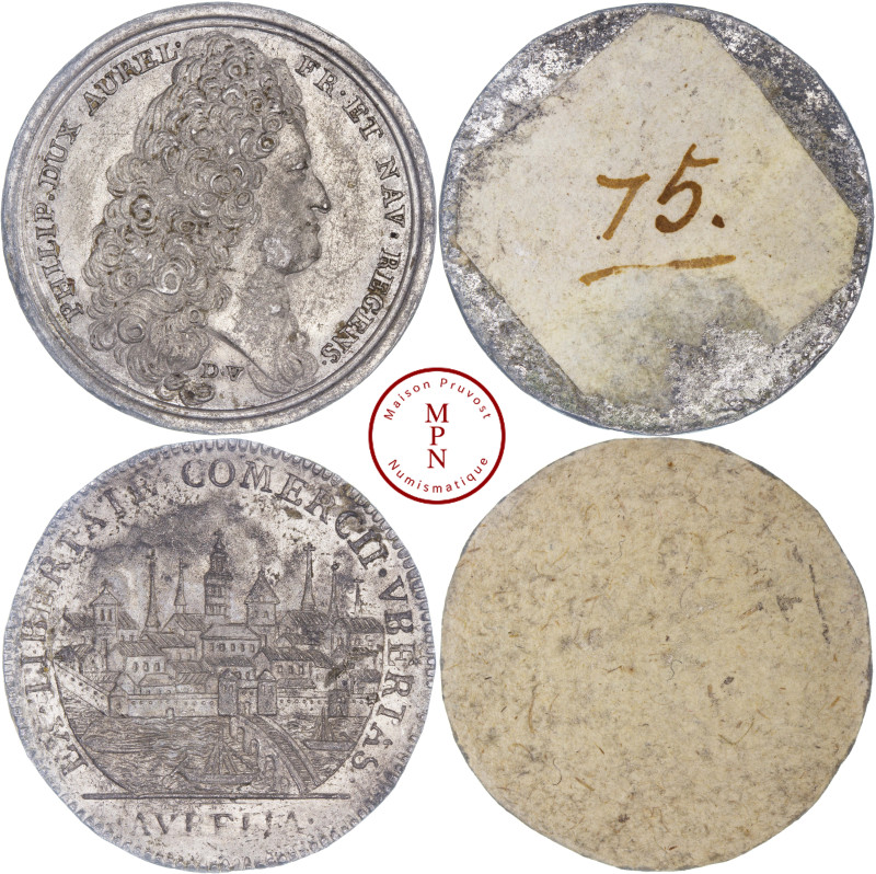 Louis XV (1715-1774), Régence de Philippe d'Orléans, Essai de frappe uniface en ...