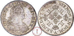 Louis XV (1715-1774), Écu aux 8L, 1725, A, Paris, Av. LUD. XV. D. G. FR. ET NAV. REX., Buste lauré et cuirassé à droite, Rv. SIT NOMEN DOMINI BENEDICT...