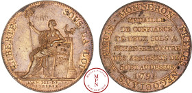 Louis XVI (1774-1792), Constitution, Monneron de 2 sols à la Liberté, 1791, Birmingham, Soho, Av. LIBERTE SOUS LA LOI // L'AN III. DE LA LIBERTE, La L...