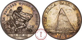 Louis XVI (1774-1792), Constitution, Monneron de 2 sols à l'Hercule et à la pyramide, Flan bruni, 1792 Av. LA SAGESSE GUIDE SA FORCE / LA FIN DU DESPO...