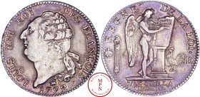 Louis XVI (1774-1792), Constitution, Écu de 6 livres, FRANCOIS, 1792, B, Rouen, 2eme semestre, Av. LOUIS XVI ROI DES FRANCOIS, Tête à gauche, Rv. REGN...